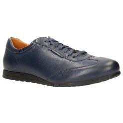 Buty sportowe męskie: Skórzane buty sportowe w kolorze granatowym