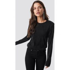 NA-KD Party Glittery Long Sleeve Top - Black. Czarne topy damskie NA-KD Party, bez wzorów, bez kołnierzyka. W wyprzedaży za 60,97 zł.