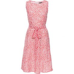 Sukienka bonprix koralowo-biały w kropki. Różowe sukienki damskie bonprix, w paski, z okrągłym kołnierzem, bez rękawów. Za 54,99 zł.