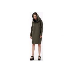 Sukienka z kominem/kapturem Khaki. Zielone sukienki damskie marki Sthorm, do pracy, s, bez wzorów, z bawełny, biznesowe, z kominem, bez rękawów, długie, oversize. Za 289,00 zł.