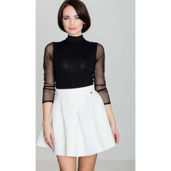 Ecru Rozkloszowana Mini Spódnica z Szeroką Plisą. Szare spódniczki damskie Molly.pl, s, w paski, eleganckie, mini, rozkloszowane. Za 115,90 zł.