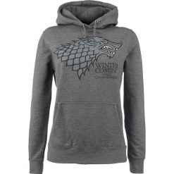 Gra o Tron House Stark - Winter Is Coming Bluza z kapturem damska odcienie szarego. Szare bluzy damskie marki Gra o Tron, na zimę, l, z nadrukiem, bez rękawów, z kapturem. Za 144,90 zł.