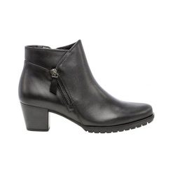 Gabor Botki Czarny female czarny 37.5. Czarne botki damskie Gabor, ze skóry, klasyczne, bez obcasa, na zamek. Za 449,00 zł.