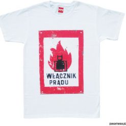Koszulka WŁĄCZNIK PRĄDU tshirt. Szare koszulki męskie Pakamera, m, bez wzorów, bez kołnierzyka. Za 77,00 zł.