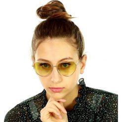 Okulary przeciwsłoneczne w kształcie serca mazzini love żółty. Żółte okulary przeciwsłoneczne damskie LOOKS STYLE EYEWAER. W wyprzedaży za 64,90 zł.