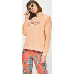 Pepe Jeans - Bluza. Różowe bluzy z nadrukiem damskie marki Pepe Jeans, l, z bawełny. Za 319,90 zł.