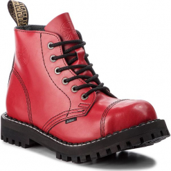 Glany STEEL - 128/O/F Red. Czerwone glany damskie Steel, ze skóry, klasyczne, bez obcasa, bez zapięcia. Za 269,00 zł.