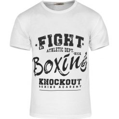 Koszulka męska t-shirt z nadrukiem biała Recea. Białe koszulki męskie Recea, xl, z nadrukiem, z bawełny, bez kołnierzyka. W wyprzedaży za 9,99 zł.
