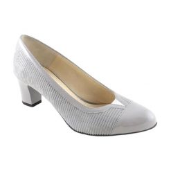 Buty ślubne damskie: Skórzane czółenka w kolorze szarym