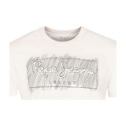 T-shirt Pepe Jeans. Białe t-shirty męskie xl, bez wzorów, z jeansu, bez kołnierzyka. Za 159,00 zł.