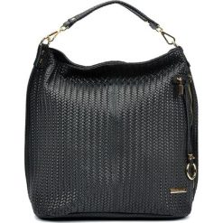 Shopper bag damskie: Skórzana torebka w kolorze czarnym – (S)40 x (W)46 x (G)17 cm