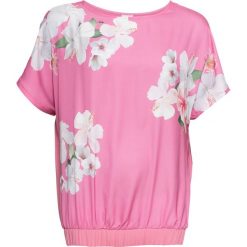 Shirt oversize z kwiatowym nadrukiem bonprix matowy różowy w kwiaty. Różowe koszulki damskie bonprix, z nadrukiem, z okrągłym kołnierzem. Za 69,99 zł.