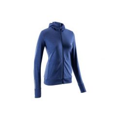 Bluza Rozpinana Z Kapturem Damska Run Warm Niebieska. Niebieskie bluzy damskie KALENJI, l, bez wzorów, z elastanu, bez rękawów, z kapturem, do biegania. Za 119,99 zł.