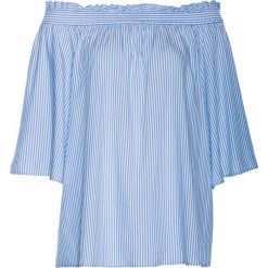 Tunika bonprix niebiesko-biały w paski. Niebieskie tuniki damskie bonprix, w paski, bez kołnierzyka, bez rękawów. Za 37,99 zł.