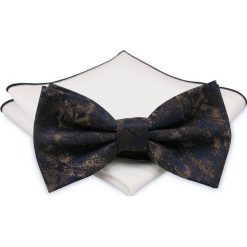 Mucha z poszetką - Chattier, Męska - Oryginalna Faktura MUCH0388. Niebieskie muszki męskie Chattier, na imprezę, w paski, eleganckie. Za 44,00 zł.