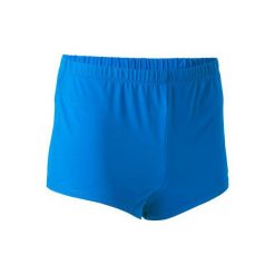 Spodenki do męskiej gimnastyki sportowej. Niebieskie spodenki sportowe męskie DOMYOS, xs, bez wzorów, z elastanu, sportowe, na fitness i siłownię. Za 44,99 zł.