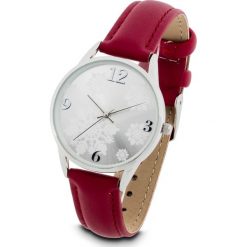 Zegarek na rękę bonprix ciemnoczerwono-srebrny kolor. Czerwone zegarki damskie bonprix, srebrne. Za 74,99 zł.