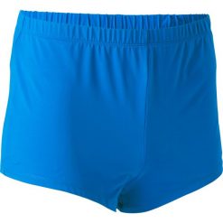 Spodenki do męskiej gimnastyki sportowej. Niebieskie spodenki sportowe męskie DOMYOS, xs, bez wzorów, z elastanu, sportowe, na fitness i siłownię. Za 44,99 zł.