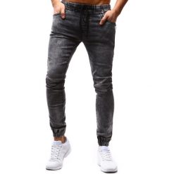 Joggery męskie: Joggery męskie jeansowe szare (ux1182)