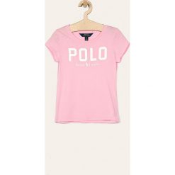 Polo Ralph Lauren - T-shirt dziecięcy 128-176 cm. Różowe bluzki dziewczęce z nadrukiem, z bawełny, z okrągłym kołnierzem, krótkie. Za 169,90 zł.