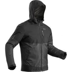 Kurtka turystyczna SH100 X-Warm męska. Szare kurtki męskie QUECHUA, na zimę, s, bez wzorów, z poliesteru, bez kaptura. Za 169,99 zł.