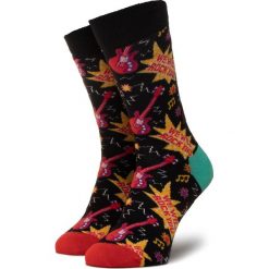 Skarpety Wysokie Unisex HAPPY SOCKS - QUE01-9302 Czarny Kolorowy. Czarne skarpetki damskie Happy Socks, bez wzorów, z elastanu. Za 54,90 zł.