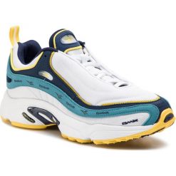 Buty Reebok - Daytona Dmx Vector DV3890 White/Navy/Mist/Yellow. Białe półbuty damskie Reebok, bez wzorów, z tworzywa sztucznego, bez obcasa, na płaskiej podeszwie, bez zapięcia. W wyprzedaży za 319,00 zł.