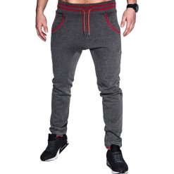 Spodnie męskie dresowe P428 - grafitowe. Szare spodnie męskie Ombre Clothing, s, bez wzorów, z bawełny. Za 35,00 zł.