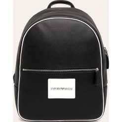 Emporio Armani - Plecak. Czarne plecaki męskie Emporio Armani, z aplikacjami, z poliesteru. W wyprzedaży za 899,90 zł.