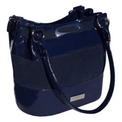 Torebki klasyczne damskie: Skórzana torebka w kolorze granatowym – (S)35 x (W)28 x (G)18 cm