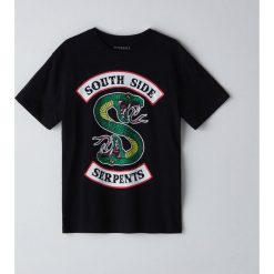 Koszulka Southside Serpents - Czarny. Czarne koszulki damskie Cropp, s, bez wzorów, bez kołnierzyka, bez rękawów. W wyprzedaży za 41,99 zł.