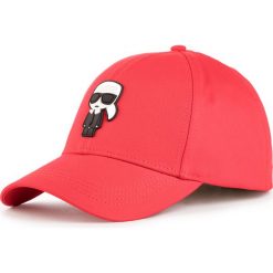 Czapka z daszkiem KARL LAGERFELD - 86KW3408 Red Fire. Czerwone czapki damskie marki KARL LAGERFELD, bez wzorów, z bawełny. Za 239,00 zł.