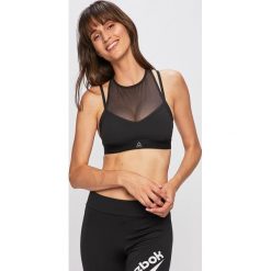 Reebok - Biustonosz sportowy. Czarne biustonosze sportowe damskie Reebok, s, bez wzorów, z elastanu. W wyprzedaży za 169,90 zł.