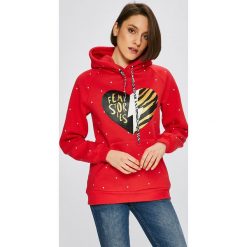 Femi Stories - Bluza Glossi. Czerwone bluzy rozpinane damskie Femi Stories, l, z nadrukiem, z bawełny, z kapturem. W wyprzedaży za 239,90 zł.