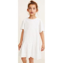 Mango Kids - Sukienka dziecięca Aflar 110-164 cm. Białe sukienki dziewczęce Mango Kids, z haftami, z bawełny, casualowe, z krótkim rękawem, krótkie, mini, rozkloszowane. W wyprzedaży za 49,90 zł.