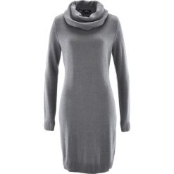 Sukienka dzianinowa z golfem bonprix szary melanż. Szare sukienki damskie bonprix, bez wzorów, z dzianiny, z golfem, bez rękawów. Za 74,99 zł.