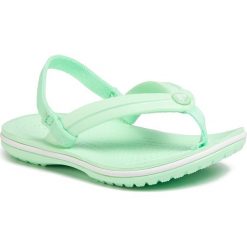 Sandały CROCS - Crocband Strap Flip K 205777 Neo Mint. Zielone sandały dziewczęce Crocs, z tworzywa sztucznego, bez zapięcia. Za 89,00 zł.