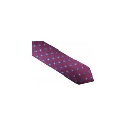 Fioletowy krawat męski w granatowo-biały paisley D32. Niebieskie krawaty męskie Modini Moda Męska, na co dzień, bez wzorów, z tkaniny, casualowe. Za 49,50 zł.
