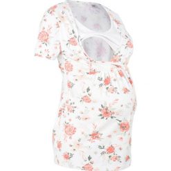 Shirt ciążowy i do karmienia bonprix biały w kwiaty. Białe bluzki ciążowe bonprix, w kwiaty, bez kołnierzyka, bez rękawów. Za 64,99 zł.