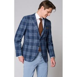 Marynarka Granatowa w Kratę Piccadilly. Niebieskie marynarki męskie LANCERTO, na lato, s, bez wzorów, z bawełny, eleganckie. W wyprzedaży za 599,90 zł.