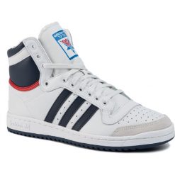 Buty adidas - Top Ten Hi D65161 Neowhi/Nny/Colred. Białe półbuty męskie Adidas, na co dzień, bez wzorów, z zamszu, bez zapięcia. Za 379,00 zł.