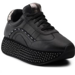 Sneakersy LIU JO - Hilary 02 B69023 P0102 Black 22222. Czarne półbuty damskie Liu Jo, bez wzorów, ze skóry ekologicznej, bez obcasa, na koturnie, bez zapięcia. Za 869,00 zł.
