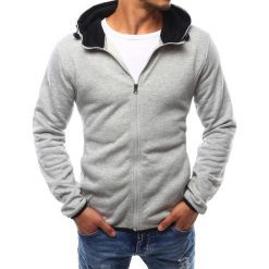 Bluzy męskie: Bluza męska z kapturem rozpinana szara (bx2404)
