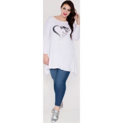 Asymetryczna tunika aplikacje MODA XXL. Czarne bluzki damskie Moda Size Plus Iwanek, xxl, z aplikacjami, z elastanu, klasyczne, z klasycznym kołnierzykiem, plus size, bez rękawów. Za 129,00 zł.