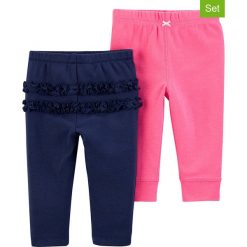 Spodnie (2 pary) w kolorze granatowo-różowym. Spodnie niemowlęce Carter's. W wyprzedaży za 42,95 zł.