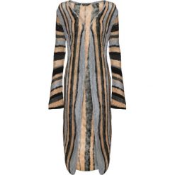 Sweter bez zapięcia bonprix antracytowo-beżowo-czarny w paski. Szare swetry damskie bonprix, w paski, bez rękawów, bez kaptura. Za 129,99 zł.