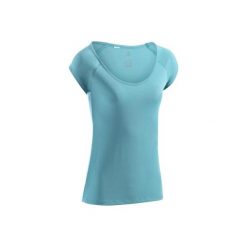 Koszulka krótki rękaw Slim Gym & Pilates 500 damska. Niebieskie bluzki sportowe damskie marki DOMYOS, xs, z elastanu. W wyprzedaży za 11,99 zł.