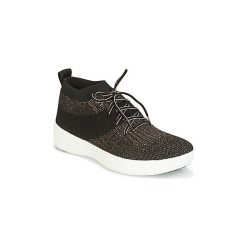 Buty FitFlop UBERKNIT SLIP-ON HIGH TOP SNEAKER. Czarne trampki i tenisówki damskie marki FitFlop, bez wzorów, bez zapięcia. Za 423,20 zł.