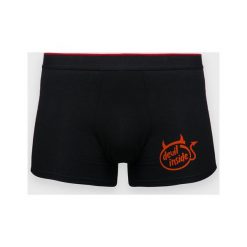Bokserki męskie Devil inside. Czerwone bokserki męskie MegaKoszulki, bez wzorów, z elastanu. Za 49,90 zł.