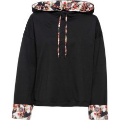 Bluza z kapturem bonprix czarny. Czarne bluzy damskie bonprix, bez wzorów, z krótkim rękawem, krótkie, z kapturem. Za 129,99 zł.